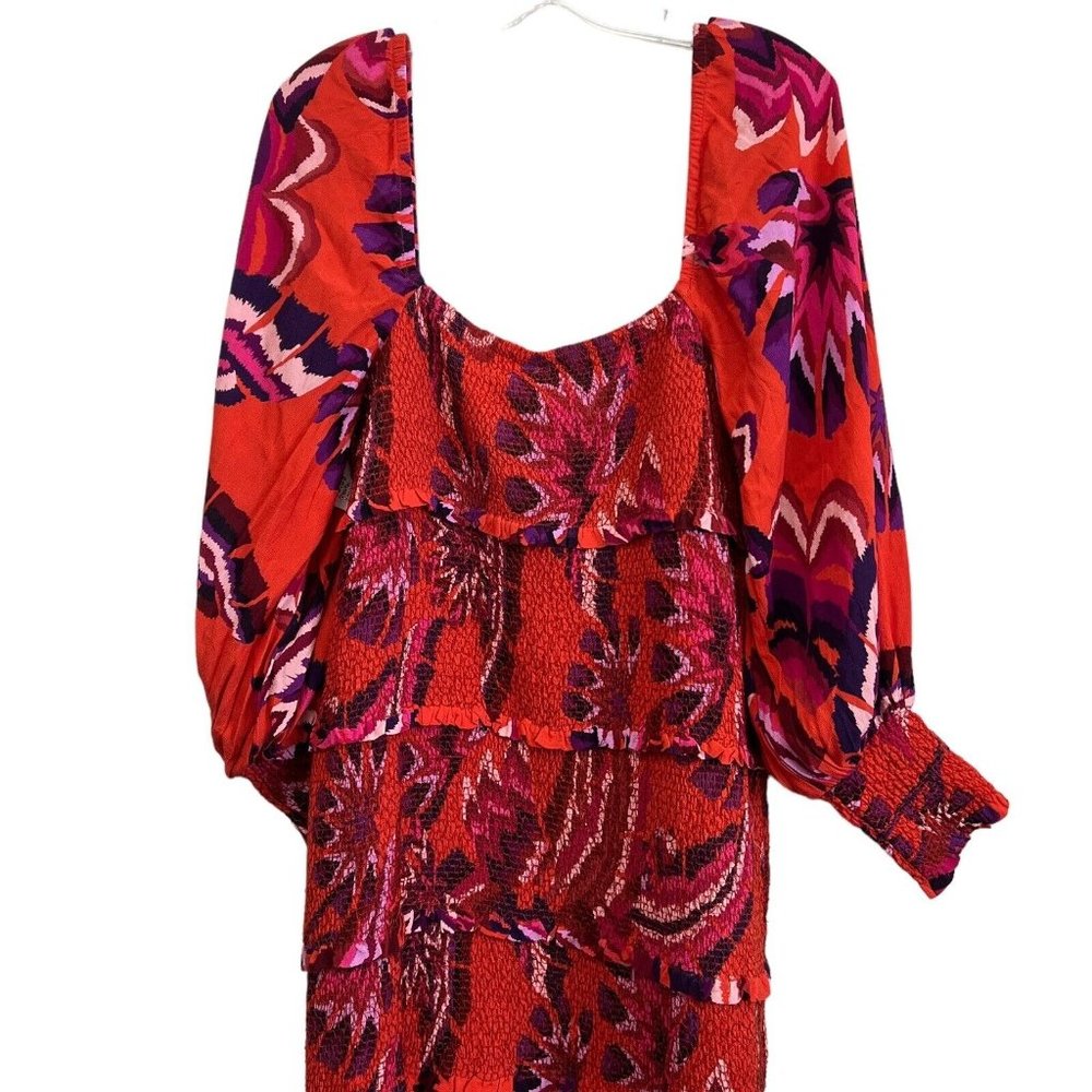 FARM Rio Orange Red Pink Printed Maxi Dress - Picture 15 of 16